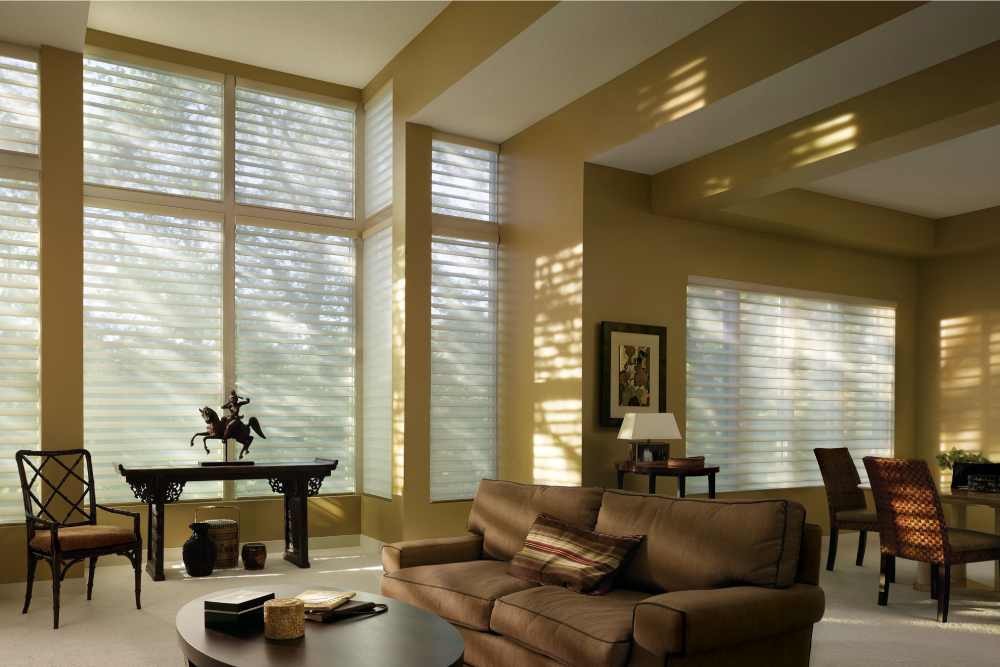 Custom Hunter Douglas Window Treatments adorning a beautiful home’s windows